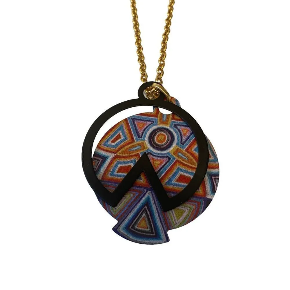 NDE Collection Abstract Multi-Colored Lightweight Pendant on Long Chain. - Picture 5 of 7